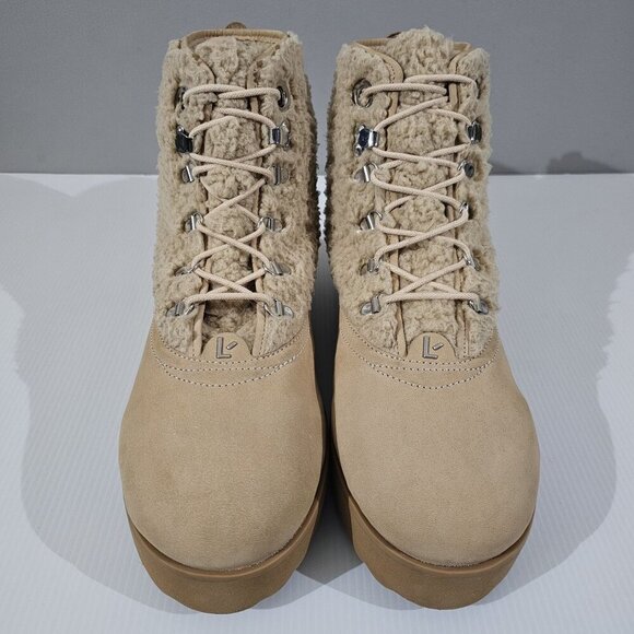 NEW Larroude Vail Ankle Bootie Womens 11 Tan Leather Waterproof Shearling Winter - Picture 4 of 13
